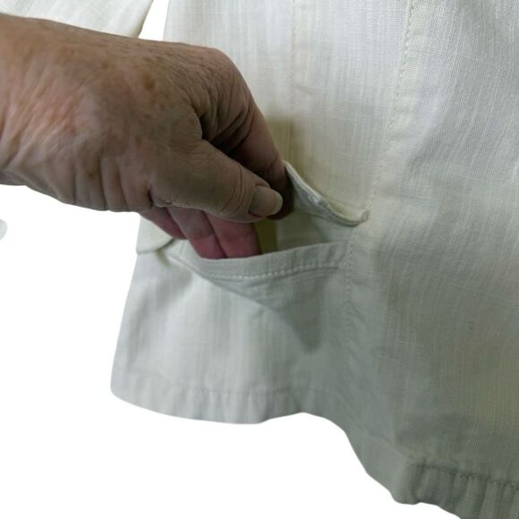 Vintage J. Jill Ivory Three Quarter Sleeve Two Button Jacket Sz MP, Cottagecore - Picture 4 of 14